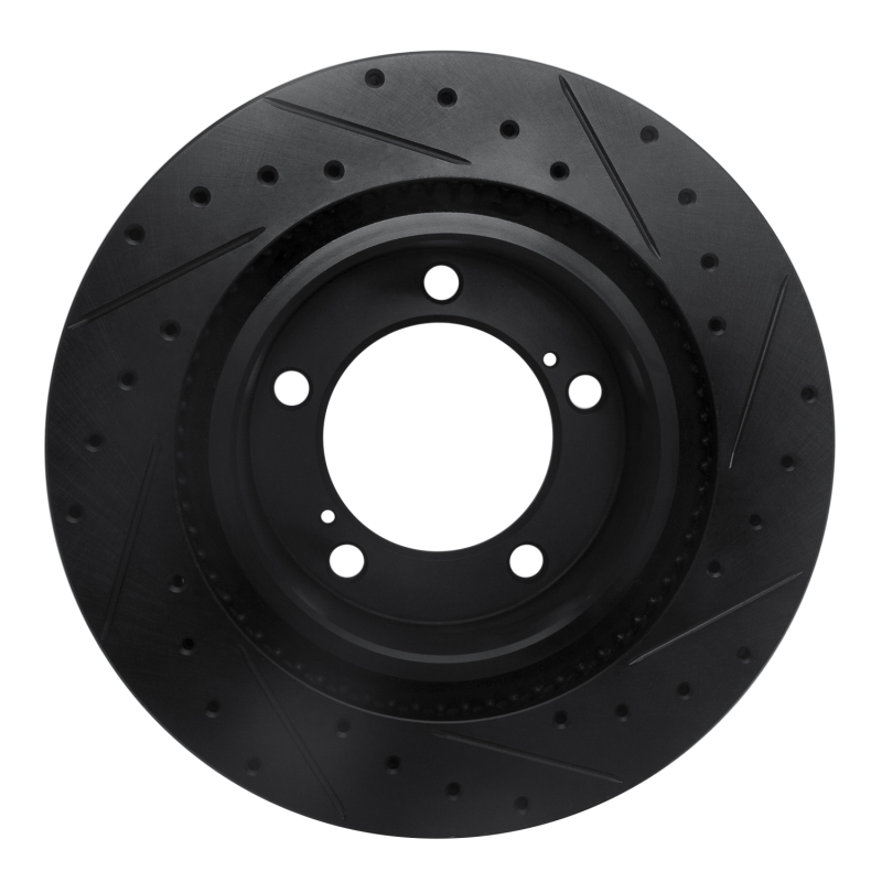 Lexus LX570 Brake Rotor (1) - Front Left - R1 Concepts - Drilled & Slotted - Black - `08-`21